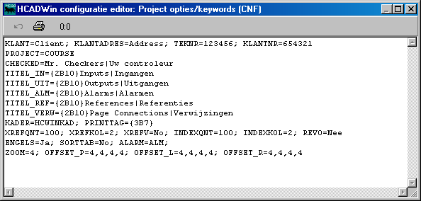 Configuration editor for parameters